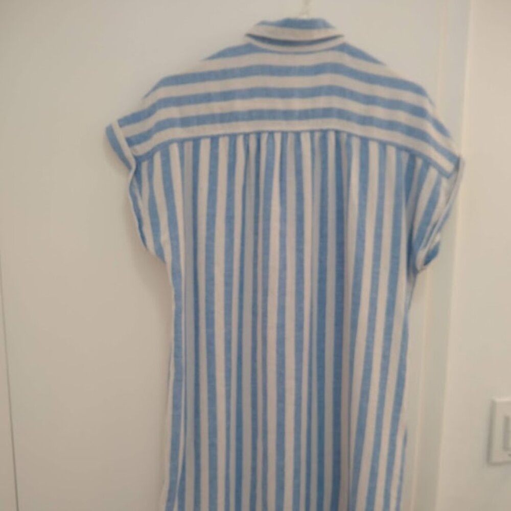 NWOT Old Navy L/tall  sky blue+white stripes short sleeve long dress - Picture 9 of 13